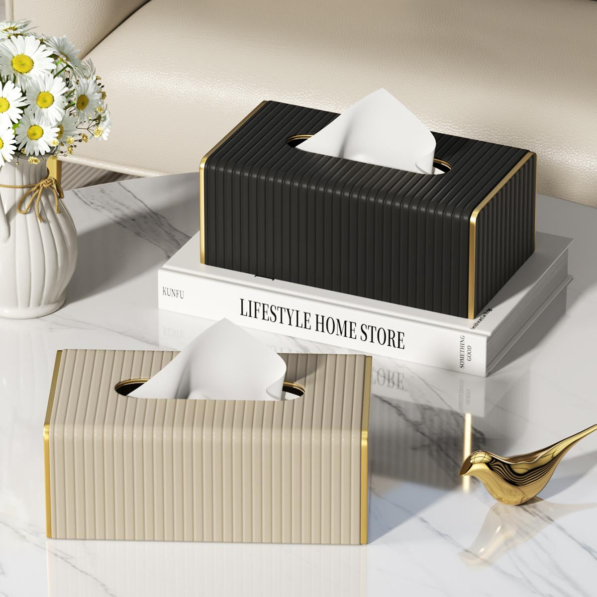 Luxury PU Leather Tissue Box Holder and Cover