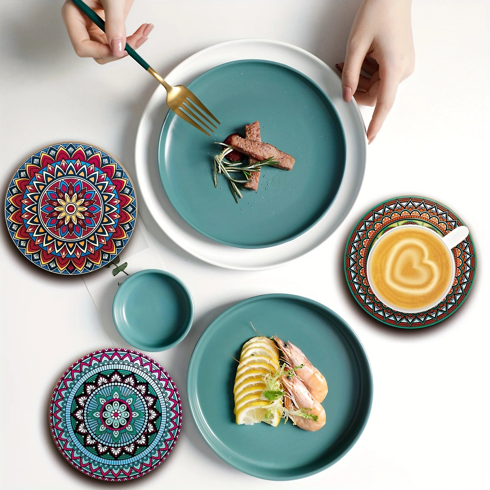 Premium Hexagonal Wooden Coaster Set with Holder