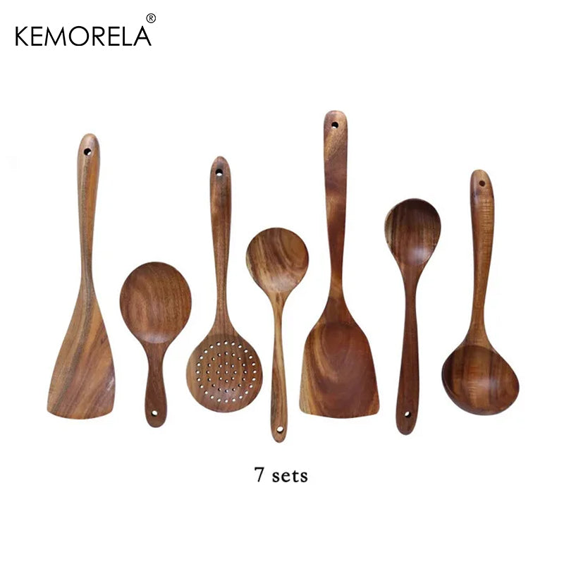 Non-Stick Silicone Cooking Utensils Set with Wooden Handles